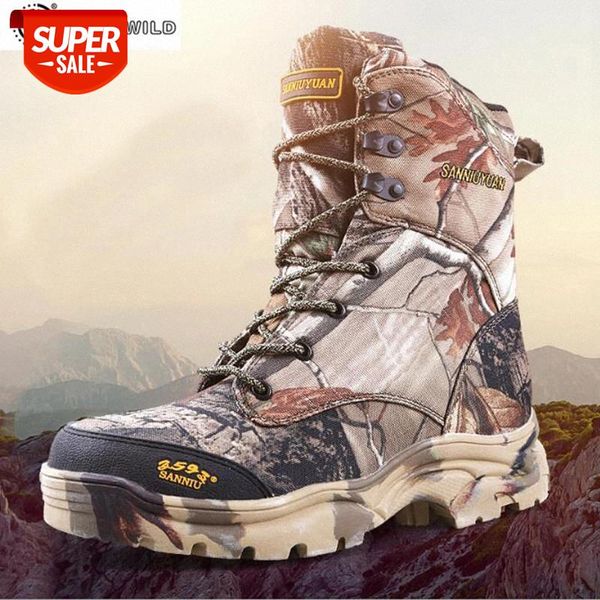 

men military army boots leather waterproof camouflage printed special forces desert hunting shoes combat tactical ankle boot #js88