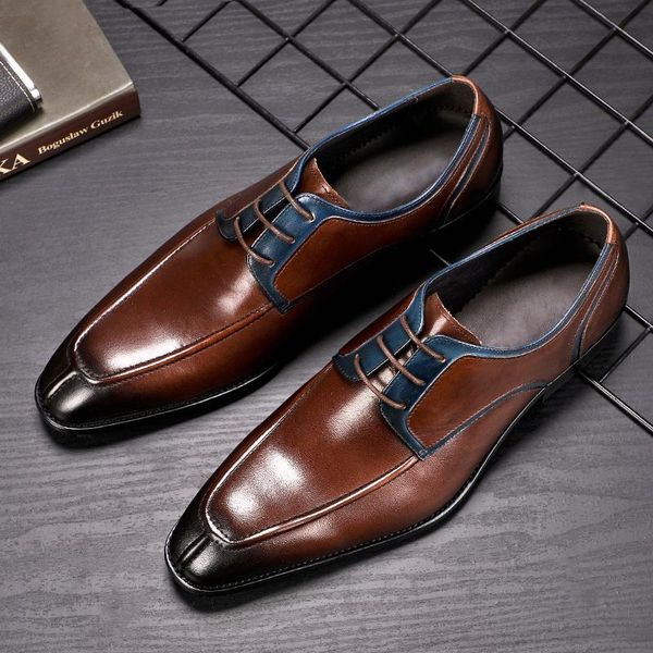 

dress shoes zapatos para hombre genuine leather for men formal oxford business robe coiffeur wedding vestido bona, Black