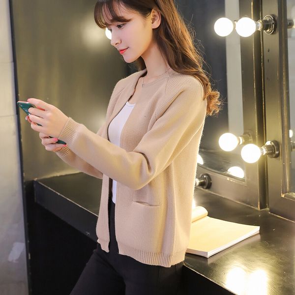 

2021 new women spring autumn cardigans sweater female round neck solid loose knitwear single breasted casual knit cardigan coat l442uuak, White;black