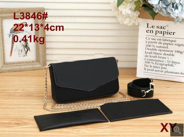 

designer embossing felicie crossbody handbag chain bags three-piece wallet card bag shoulder bags dinner passport credit purse l01235