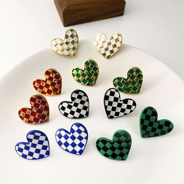 

dripping lattice love earrings temperament elegant simple painted earrings