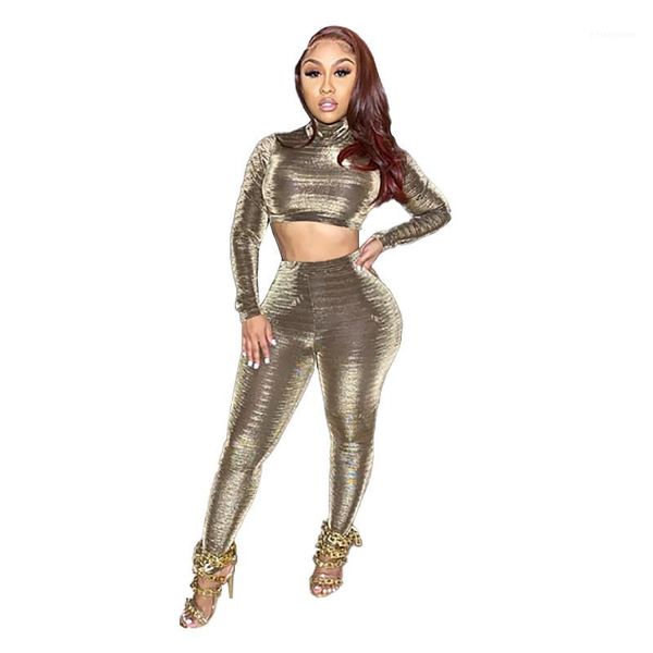 

perspective midriff long sleeve long pants womens 2pcs sets casual females clothing solid color womens designer tracksuits sexy, Gray