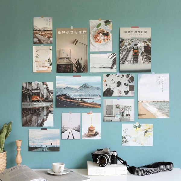 

wall stickers poster 15pcs art style dormitory po background small decoration card postcards