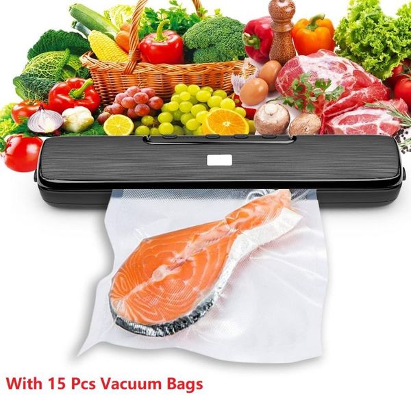 

vacuum food sealing machine electric sealer packaging with 15 pcs bags for kitchen saver commercial