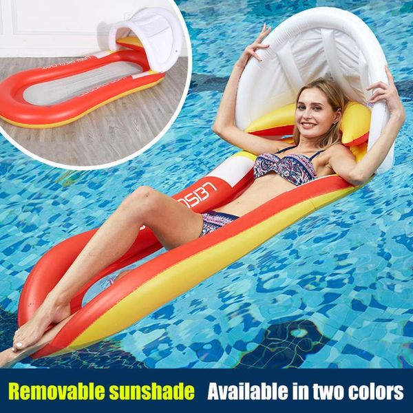 

inflatable floats & tubes water hammock float lounger floating row sunshade swimming pool chair sports air mattresses bed