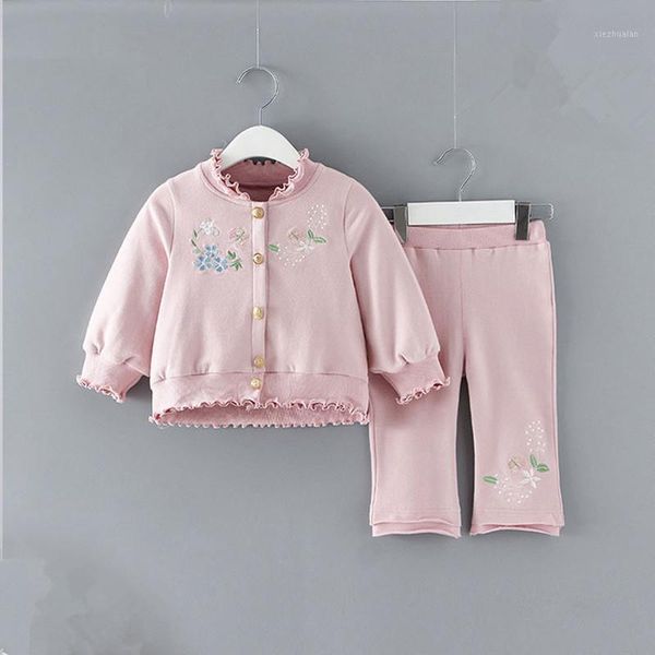 

clothing sets baby spring born girls clothes drop-shoulder single breasted +pants outfits set 2pcs/set1, White