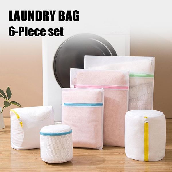 

laundry bags 6pcs thicken mesh wash bag with zipper strong wear-resistant water permeable prevent cloth from deforming for underwear