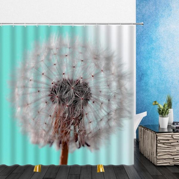 

flowers shower curtains white dandelion blue sky natural landscape 3d bathroom home decor waterproof polyester cloth curtain set