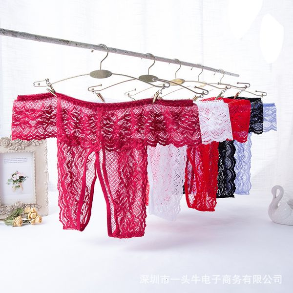 

bustiers & corsetsfile thong women's temptation open crotch fun underwear lace transparent large t pants, Black;white