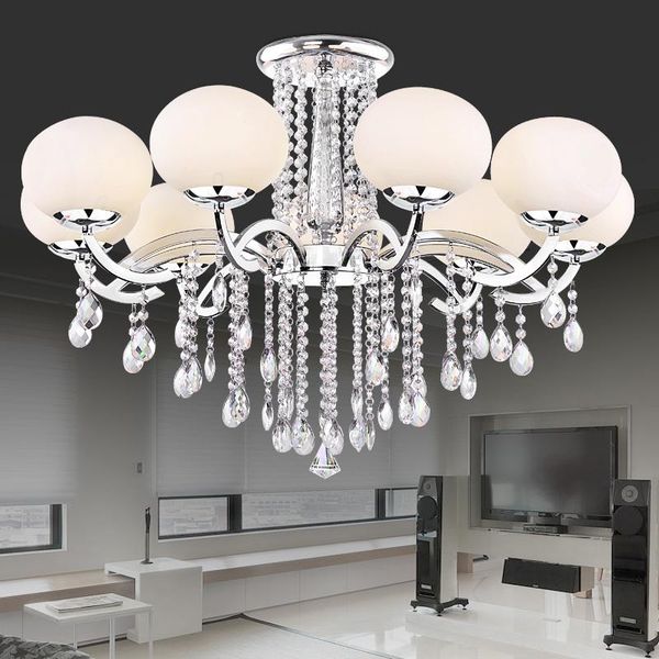 

led crystal chandelier round bedroom living room glass hanging light dining room modern simple atmospheric lighting
