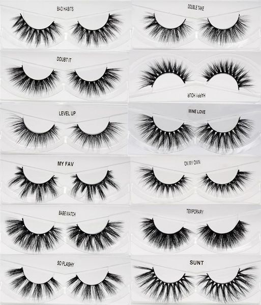 

3d mink eyelash faux hair false natural cross eye lashes extension with eyelashes tweezer lash brush set in pink bag customize service