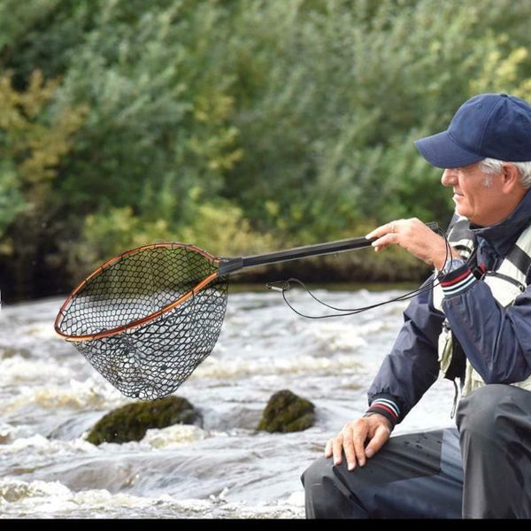 

aluminum alloy retractable fishing net telescoping foldable landing net pole folding landing for fishing tackle