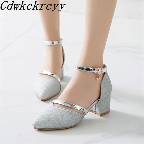 

dress shoes summer pattern europe and america fashion cusp high-heeled women sandals golden silvery sequins banquet 34-46, Black
