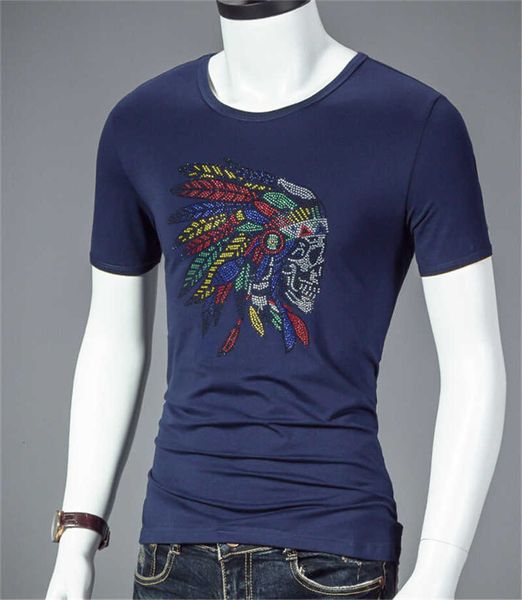 

men's t-shirts man of drilling the neck casual cotton shirt fashion jacket short sleeve clothing design fsid, White;black