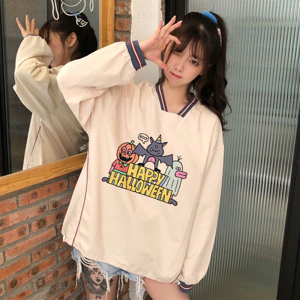 

2021 new autumn personality letter print sweatshirt loose college style sports versatile long-sleeved pullover women o9gt, Black