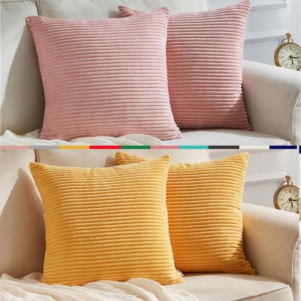 

cushion/decorative pillow corduroy pillowcases pink grey soft striped cushion covers for sofa bed home decorative throw case 45x45 50x50 cou