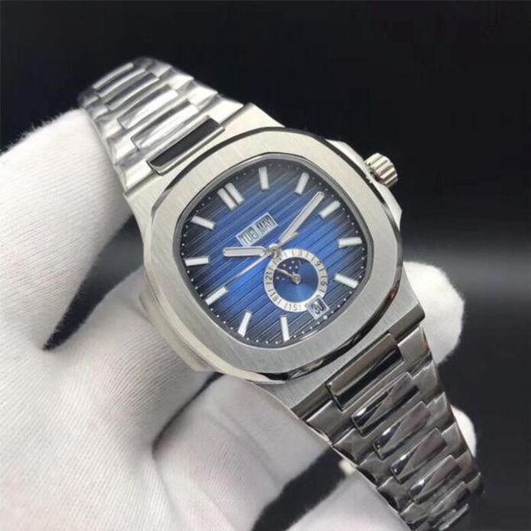 

u1 wholesale watches nautilus 5726 mechanical automatic men watch moon phase month leather straps all functions working, Slivery;brown