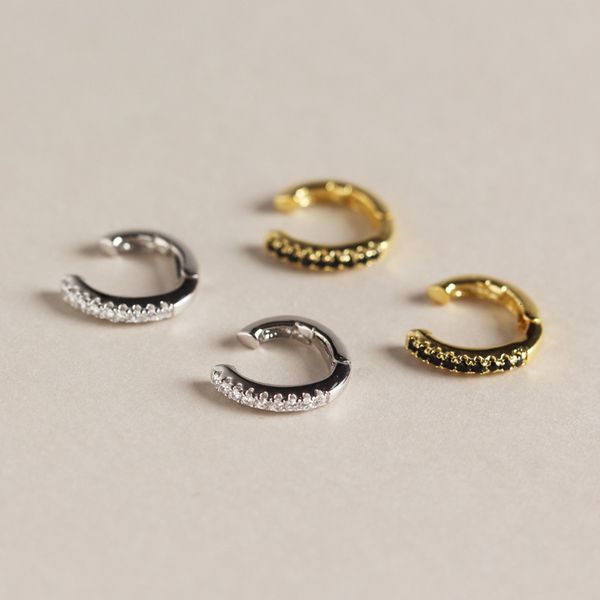

yhe094 us version s925 pure silver ear bone clip with diamond spring piece ins chaoxian no ear hole ear clip earrings, Golden