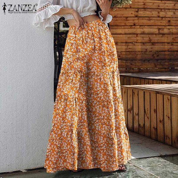 

women's pants & capris women bohemian wide leg zanzea summer floral printed trousers palazzo casual elastic waist long flare pantalon, Black;white