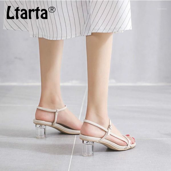 

summer fashion thick heeled open-toe sandals with buckle crystal transparent colorblock women's shoes tws1, Black