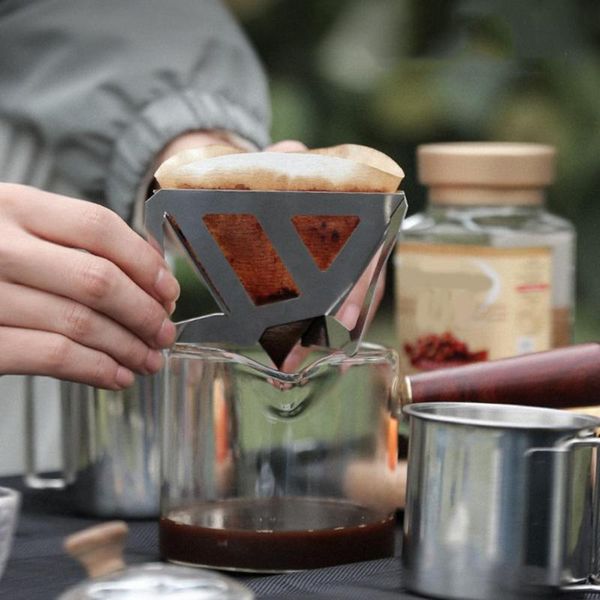 

coffee filters pouring filter foldable portable stainless steel travel rack funnel tool