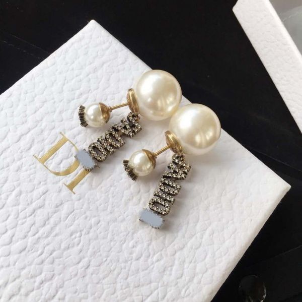 

fine accessories new pearl letter earrings for women s1bzu, Golden