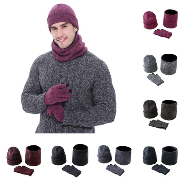 

fashion warm knitted wool thickened warms three sets, Blue;gray