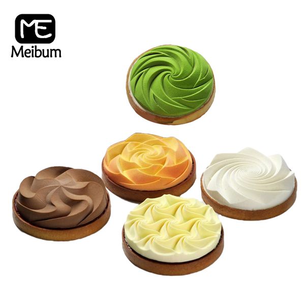 MeBum Espiral Silicone Bolo Molde Molde Flor Brownie Mousse Mousse Anel Tart Francês Sobremesa Pan Muffin Bandeja de Pastelaria Ferramentas de Cozimento 210225