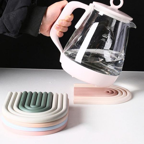 

mats & pads nordic style silicone removable rainbow coasters insulation cup mat plate non slip placemat home decor kitchen accessories