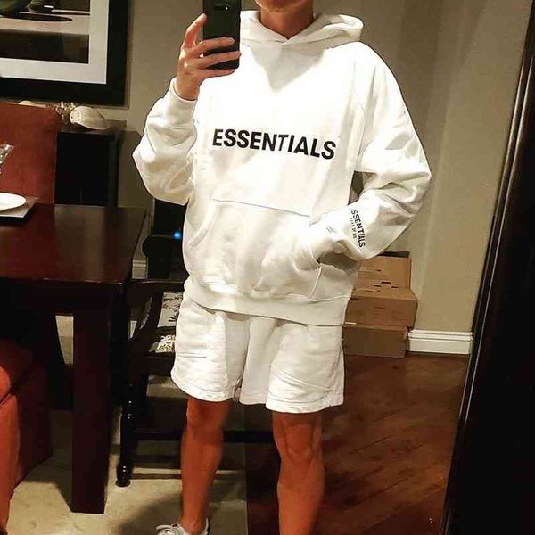 

trendy men's coconut kanye feidong essentials convex rubber letter hoodie, Black