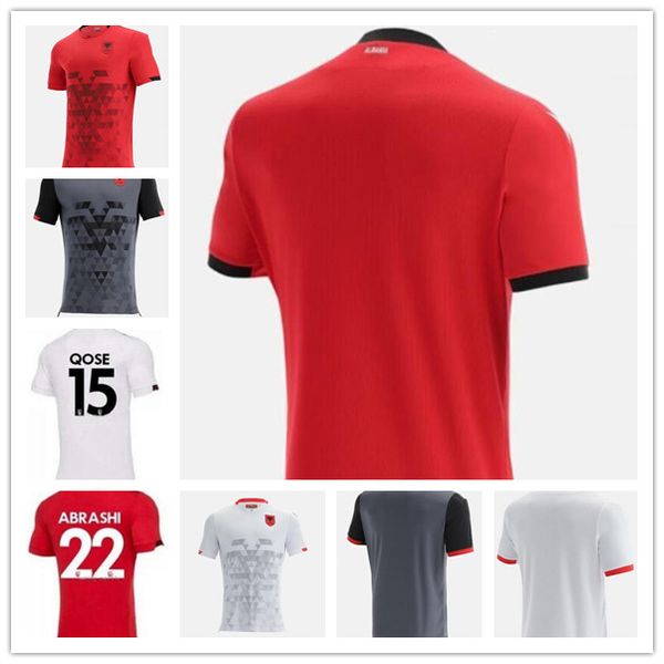 

2021 2022 albania home red soccer jersey 21 22 white shirts third away black short sleeve national team football uniform, Black;yellow