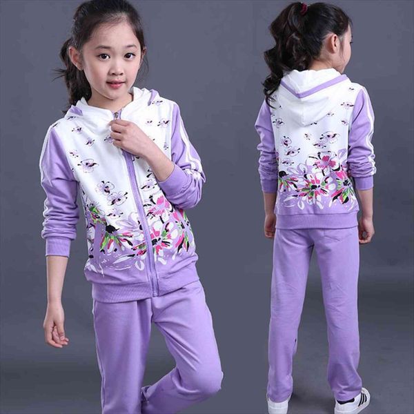 

clothing set girls sets sport suit children jacket kids tracksuit for clothes child, White