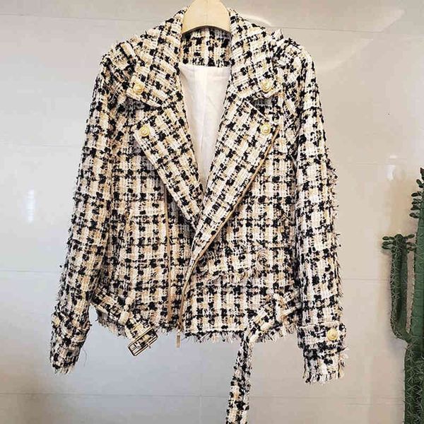 

women's jackets zawfl senhora botÃ£o Ãºnico manga longa design moda tweed jaqueta empresÃ¡rias locomotiva formal curto casaco z99v, Black;brown