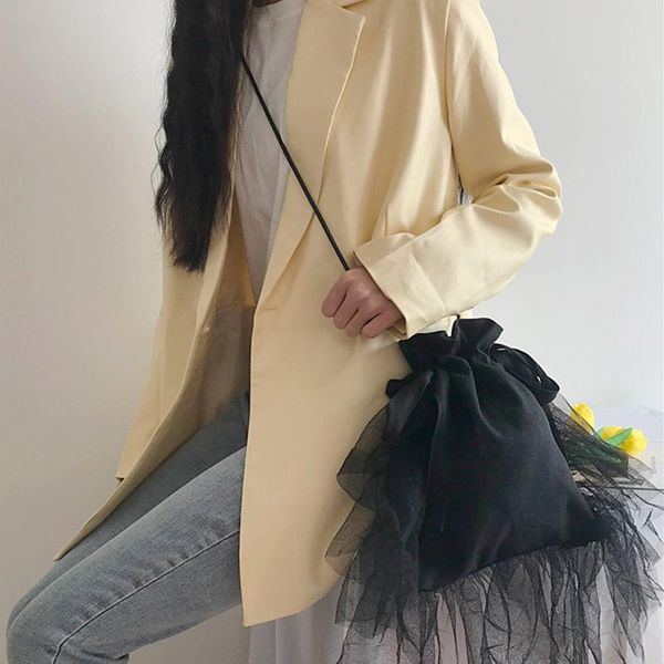 

women's casual dark wind canvas shoulder bag girl messenger mesh small cross body