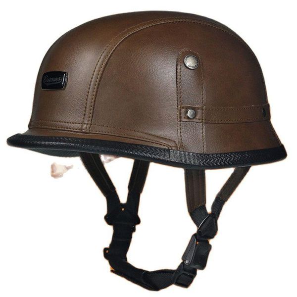 

motorcycle helmets pu half face vintage helmet retro german ,cafe racer,scooter,cruiser,chopper,matte black,eps lining,dot approved