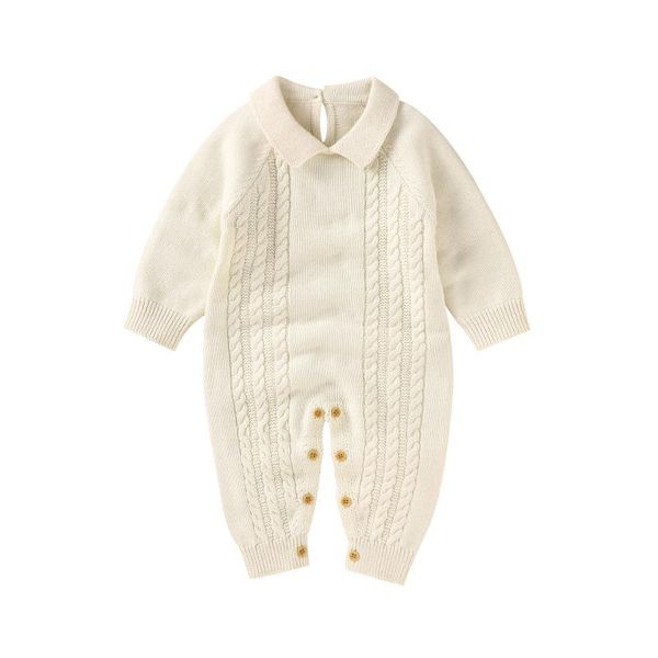

jumpsuits baby rompers long sleeve fashion turn-down neck born boys jumpsuit outfits one pieces solid knitted toddler infant clothes, Blue