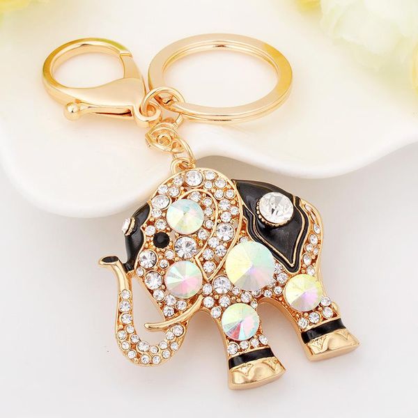 

keychains bling rhinestone cute lucky elephant keychain key ring handbag charm pendant gift car jewelry, Silver