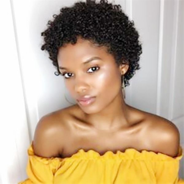 

brazilian afro kinky curly human hair wig short machine made wigs for black women, Black;brown