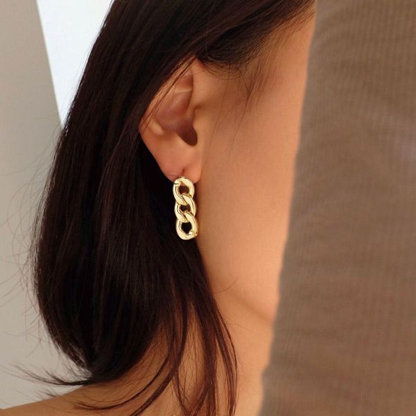 

dangle & chandelier jewelry for women's drop earing gold color geometric earrings women unusual 2021 trend chain female, Silver