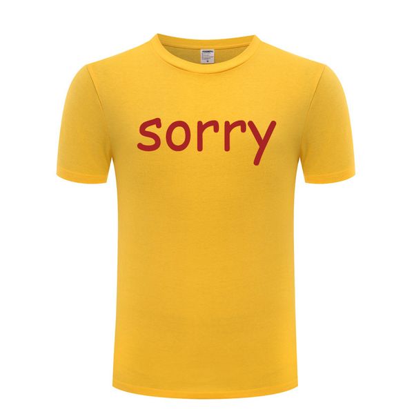 

2021 new pure cotton mens clothing short sleeve t-shirt personalized european and american street simple sorry letter home art style, White;black