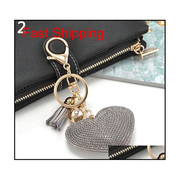 

fashion rhinestone heart shape pendant handbag keychain bag qyleab luckyhat, Silver