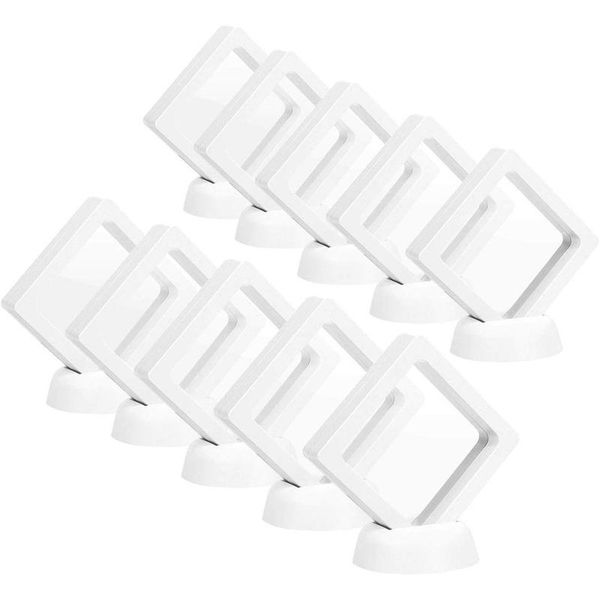 

jewelry pouches, bags coin display box - set of 30 3d floating frame holder with stands for challenge coins, medallions, jewelry, white, 2.7, Pink;blue