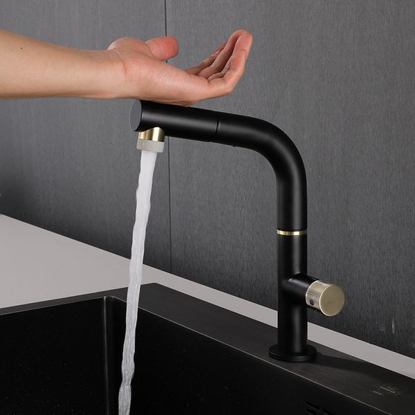 

2021 new pull out sensitive control faucet touch black sensor kitchen mixer tap d4yu