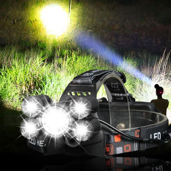 

led headlight xml 3/5 led t6 headlamp torch usb rechargeable 18650 battery for camping, fishing