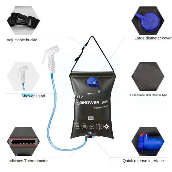 

hydration packs 15l portable water bag outdoor camp hiking solar shower can be camping simple switched nozzle heat bath t q1g4