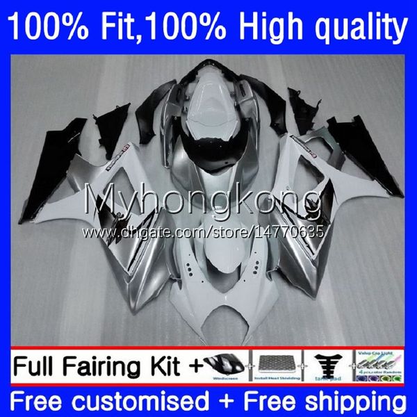 Fairings de molde de injeção para Suzuki GSXR 1000 CC 1000CC 2007-2008 Bodys 27No.5 GSX-R1000 GSXR1000 K7 07 08 GSXR-1000 GSXR1000CC Silvery White 2007 2008 OEM Bodywork