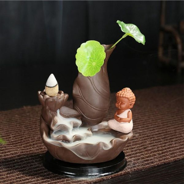 

sachet bags backflow incense burner monk ceramic cense furnace smell aromatic home office decor zen crafts holder