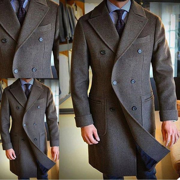 

men's suits & blazers winter wool thick jacket only grey double breasted overcoat long tweed wollen blend custom made formal blazer coa, White;black