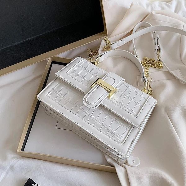 

evening bags crocodile pattern square tote bag 2021 fashion pu leather women's designer handbag chain shoulder messenger