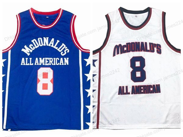 

custom mcdonald's 8 all-american basketball jersey stitched white blue any number name size 2xs-5xl quality, Black;red